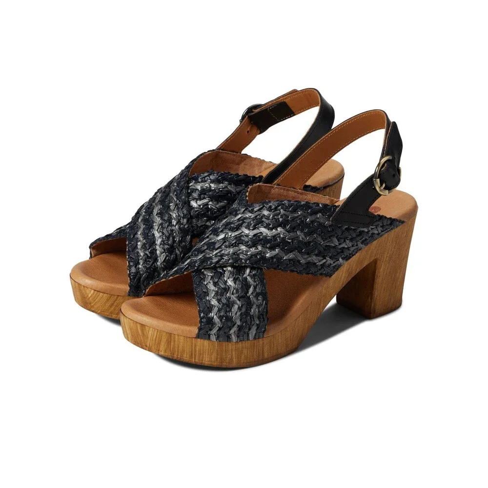 Eric Michael Martie Sandals Women's 10.5-11 Black Block Heel Slingback RHS8937